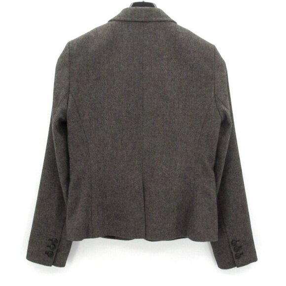 Banana Republic Blazer Jacket Womens Sz 8 Gray Check Wool Lined Two Button Coat - Picture 2 of 16